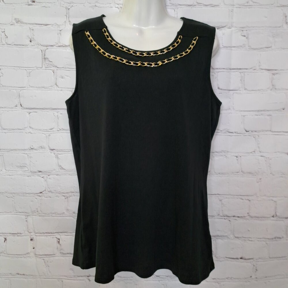 Rafaella 100% Cotton Chain Detail Tank Top Size Large